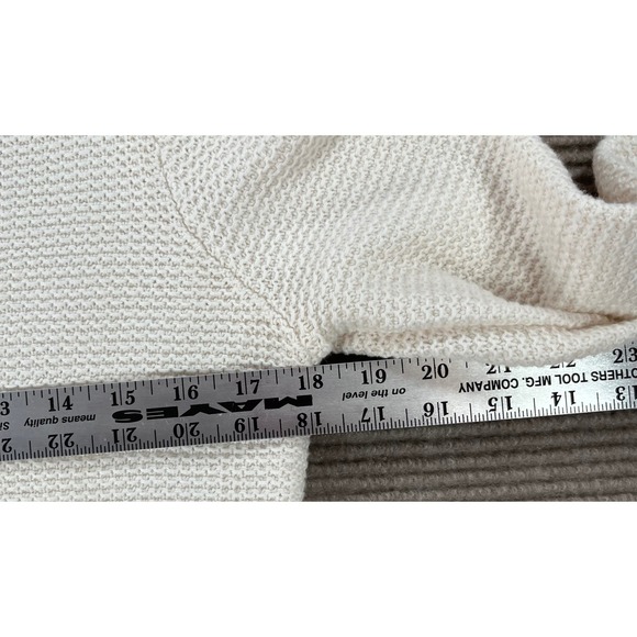 Loft Cream Textured Honeycomb Knit Sweater Womens Medium Button Cuff Long Sleeve - Picture 5 of 12